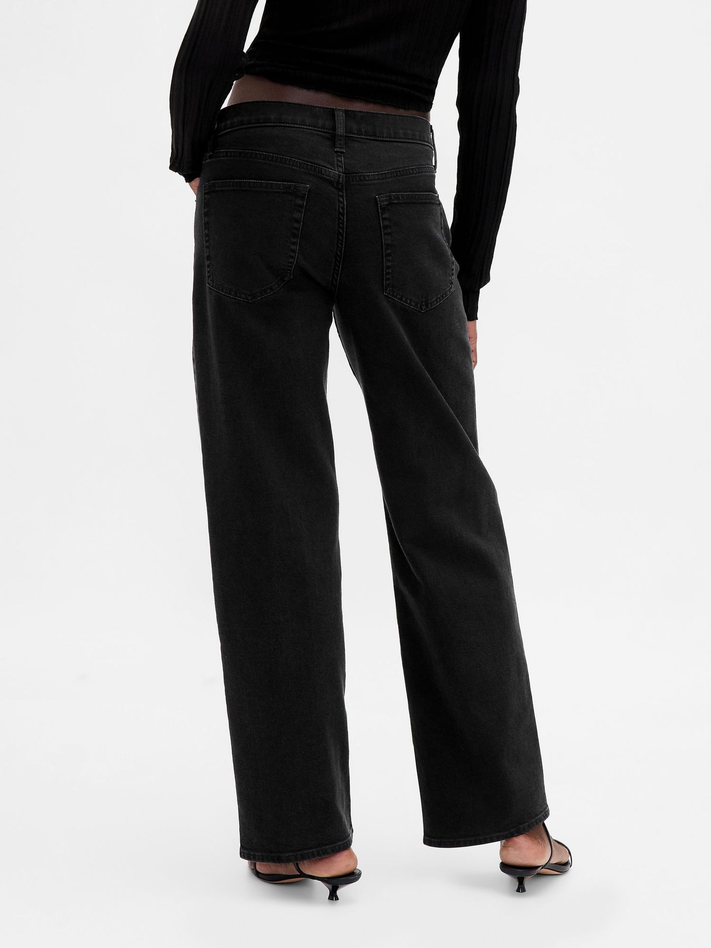 Siyah Low Rise '90s Jean Pantolon