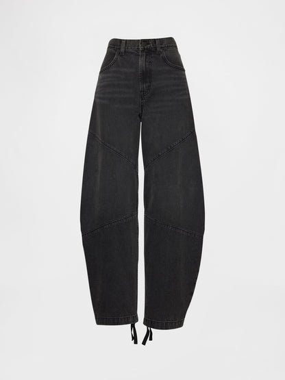 Siyah Stranger Things High Rise Seamed Horseshoe Jean Pantolon