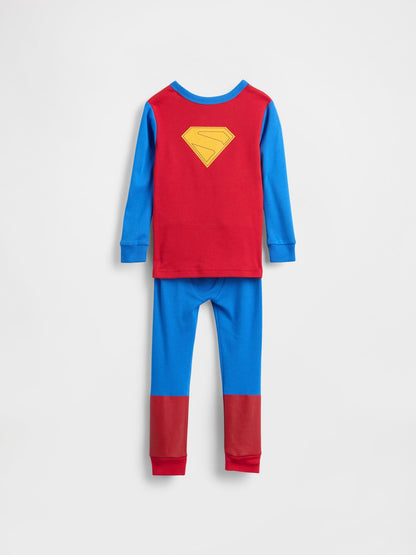 Mavi Organik Brushed Pamuk Superman Pijama Takımı