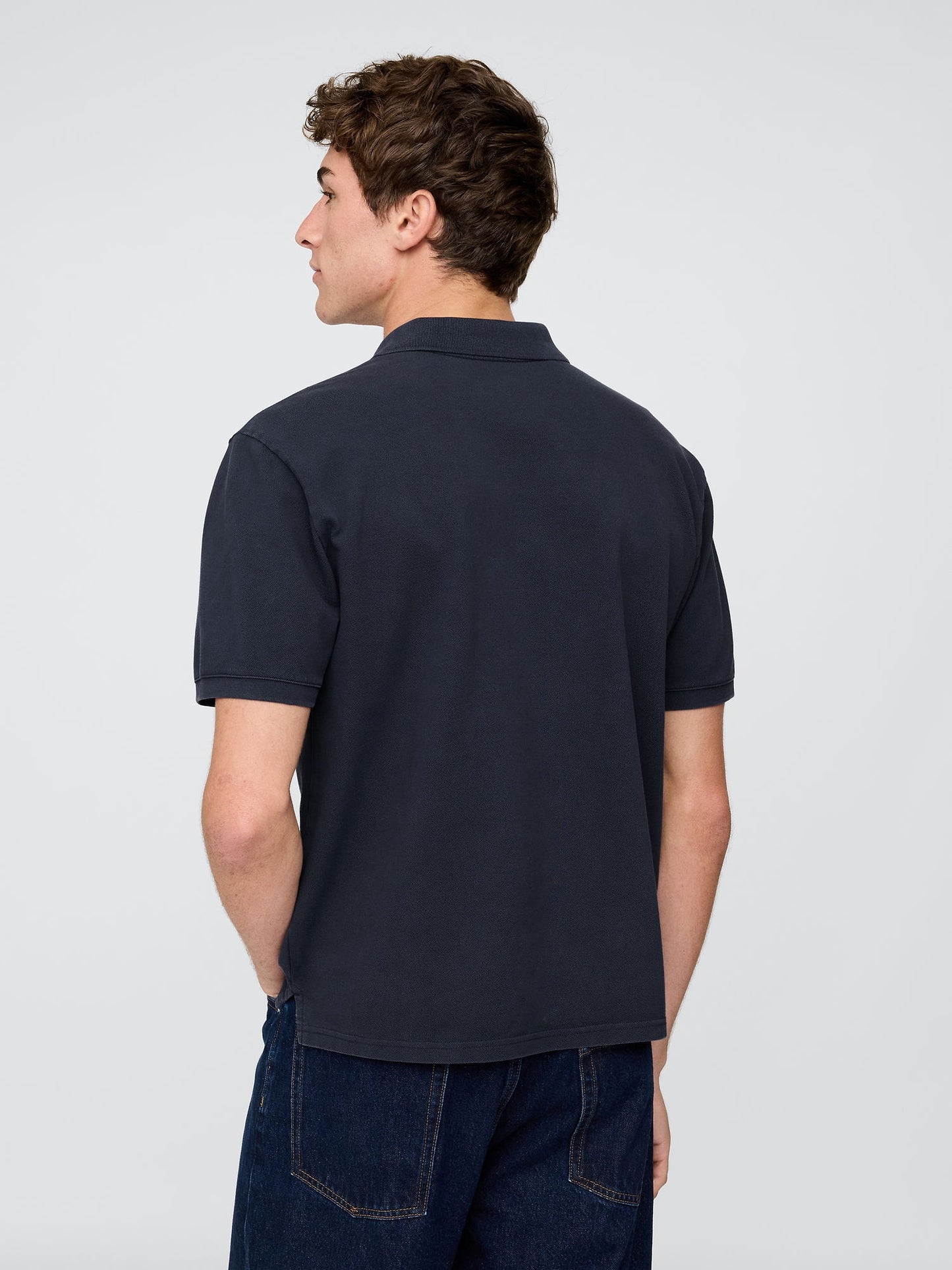 Gri Relaxed Pique Polo T-shirt
