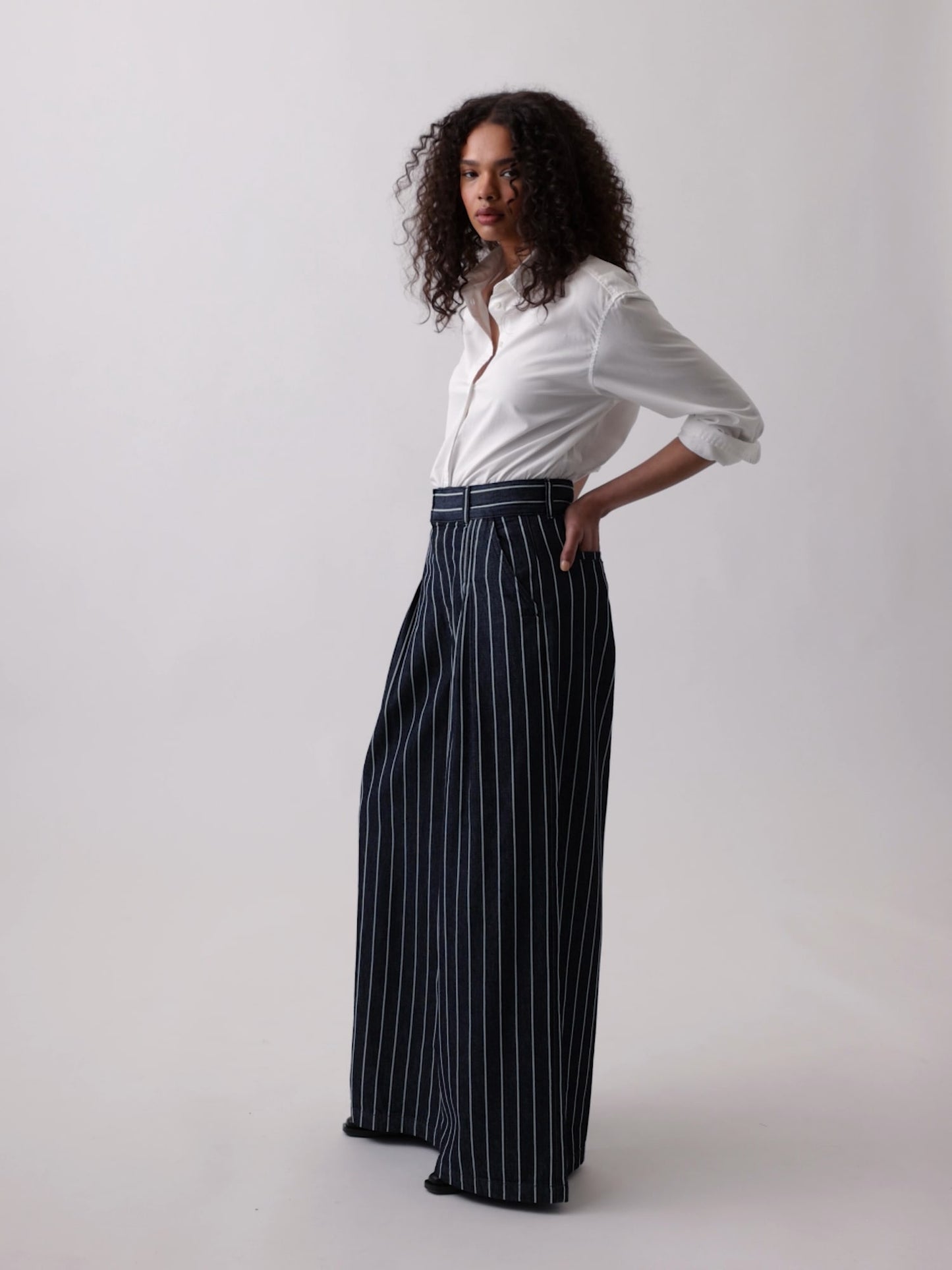 Koyu Mavi Gap × Hfr Extra High Rise Çizgili Denim Pantolon By Latouché
