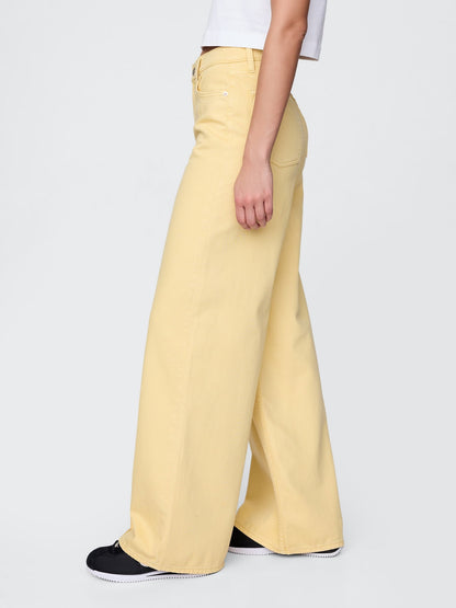 Sarı Mid Rise Ultrasoft Baggy Jean Pantolon