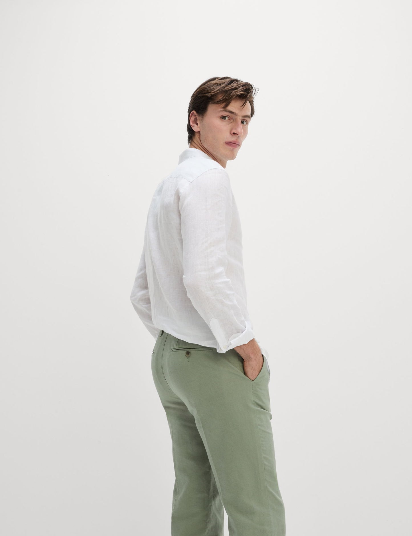 Regular Fit Keten Karışımlı Chino