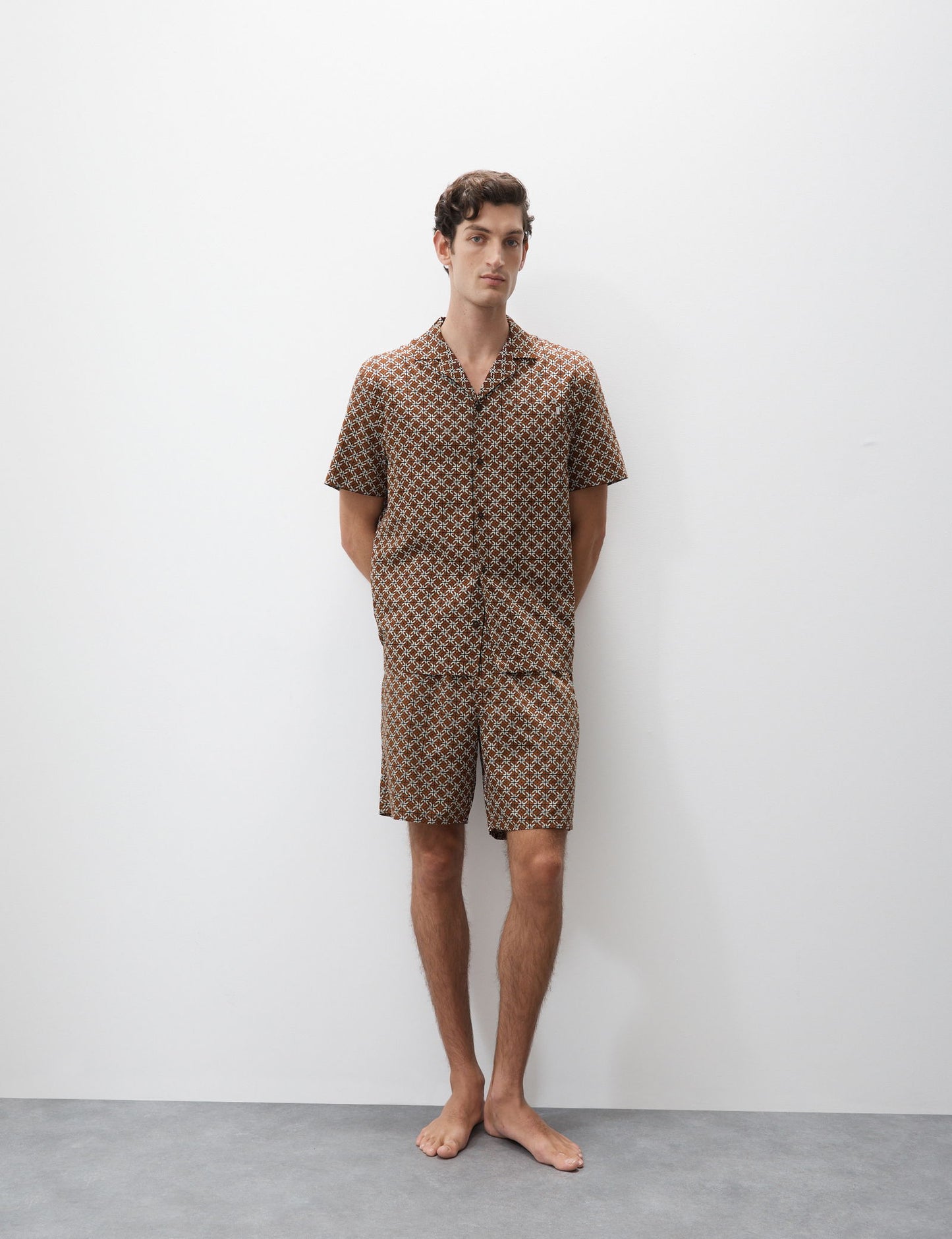 Pamuk Karışımlı Geometrik Desenli Pijama Şortu