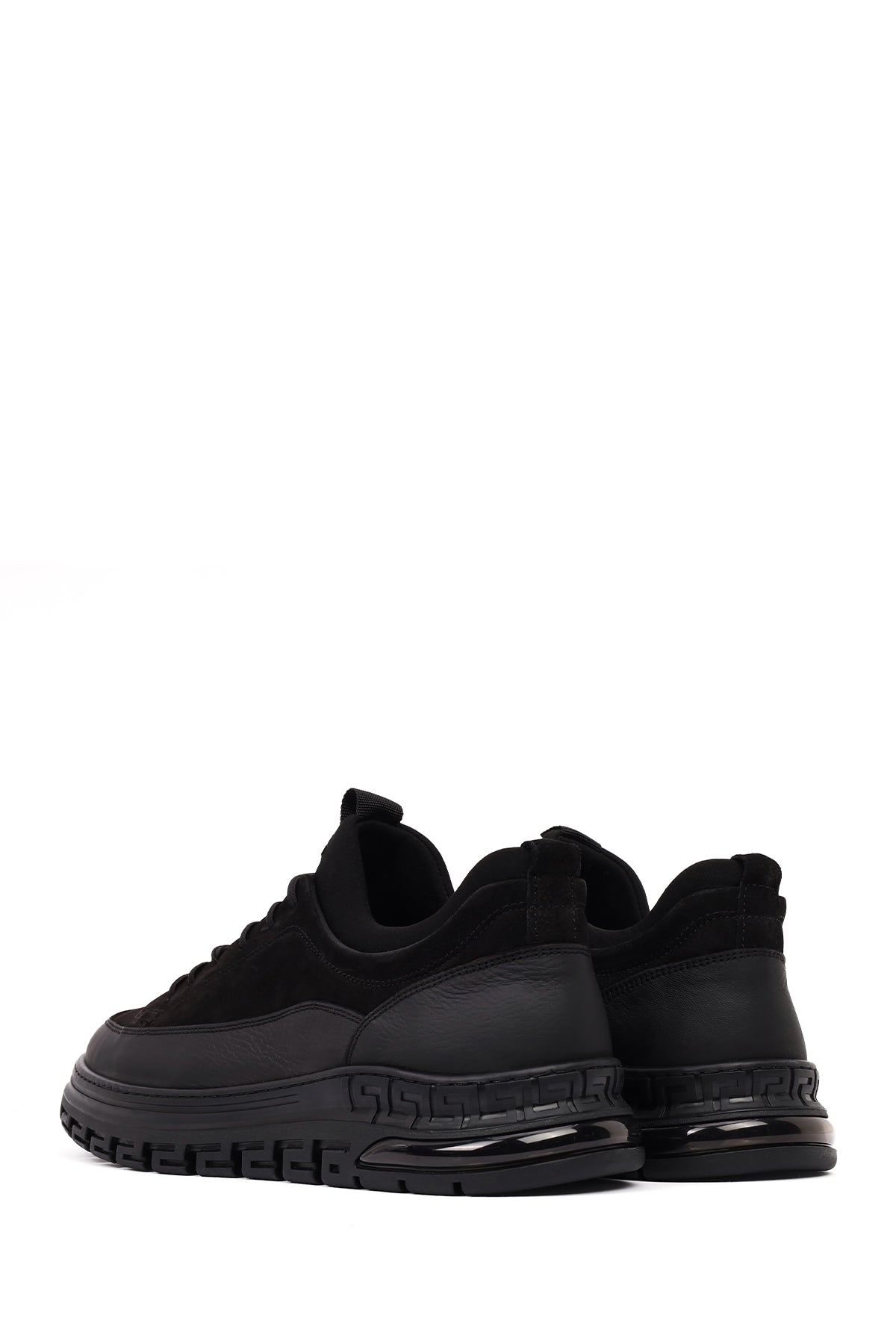 Erkek Siyah Bağcıklı Nubuk Deri Sneaker