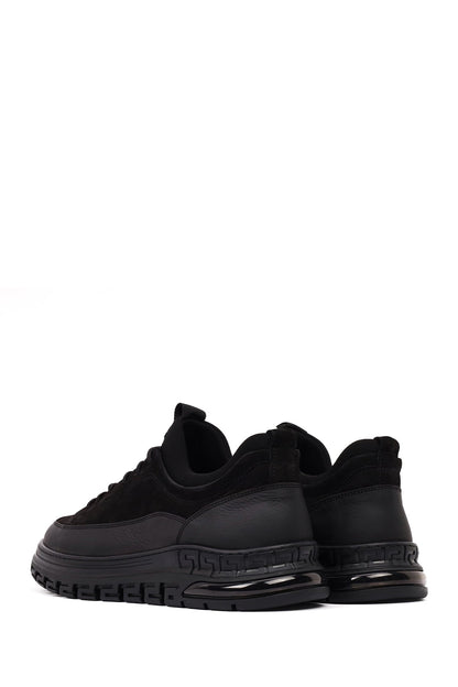 Erkek Siyah Bağcıklı Nubuk Deri Sneaker