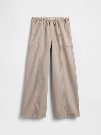 Bej Twill Baggy Pantolon