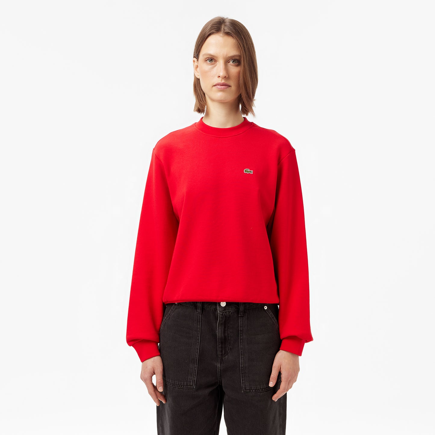 Lacoste Kadın Relaxed Fit Bisiklet Yaka Kırmızı Sweatshirt