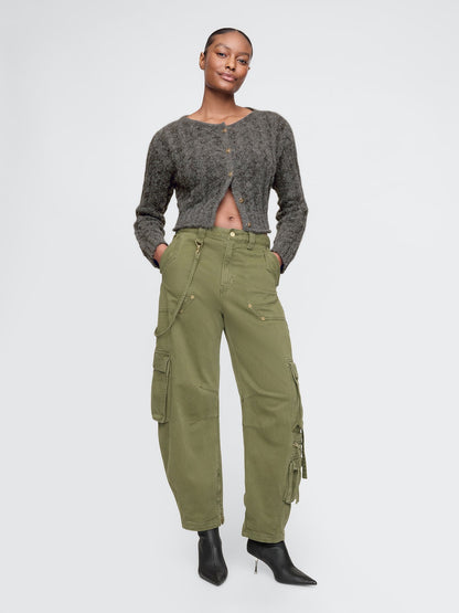 Haki Gap × Cult Gaia Cable Örgü Crop Hırka