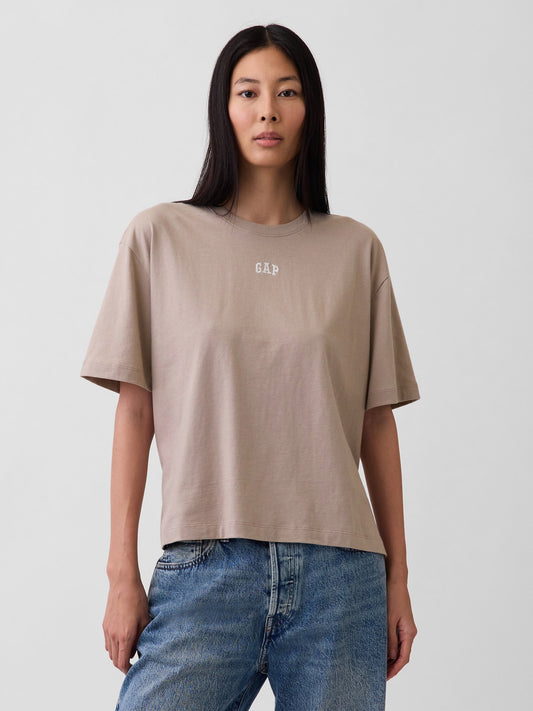 Açık Kahverengi Oversized Gap Logo Tunik T-shirt