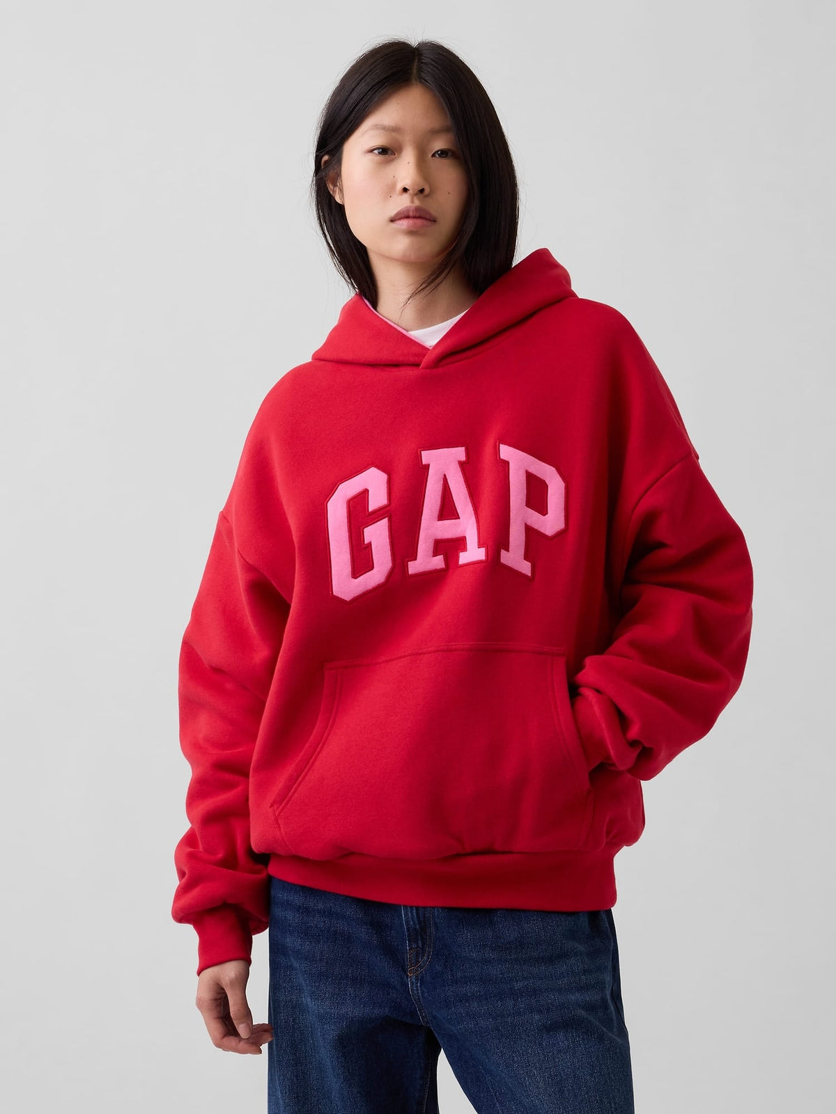 Kırmızı Vintagesoft Reversible Oversized Logo Sweatshirt