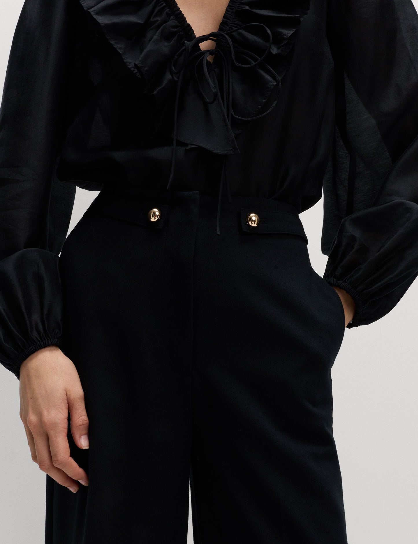 Detaylı Geniş Paça Pantolon
