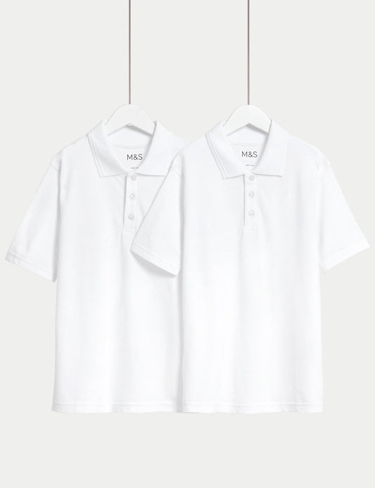 Saf Pamuklu 2'li Kısa Kollu Polo Yaka T-shirt (2-18 Yaş)