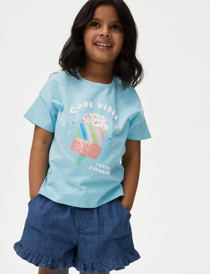 Saf Pamuklu Kısa Kollu T-shirt (2-8 Yaş)