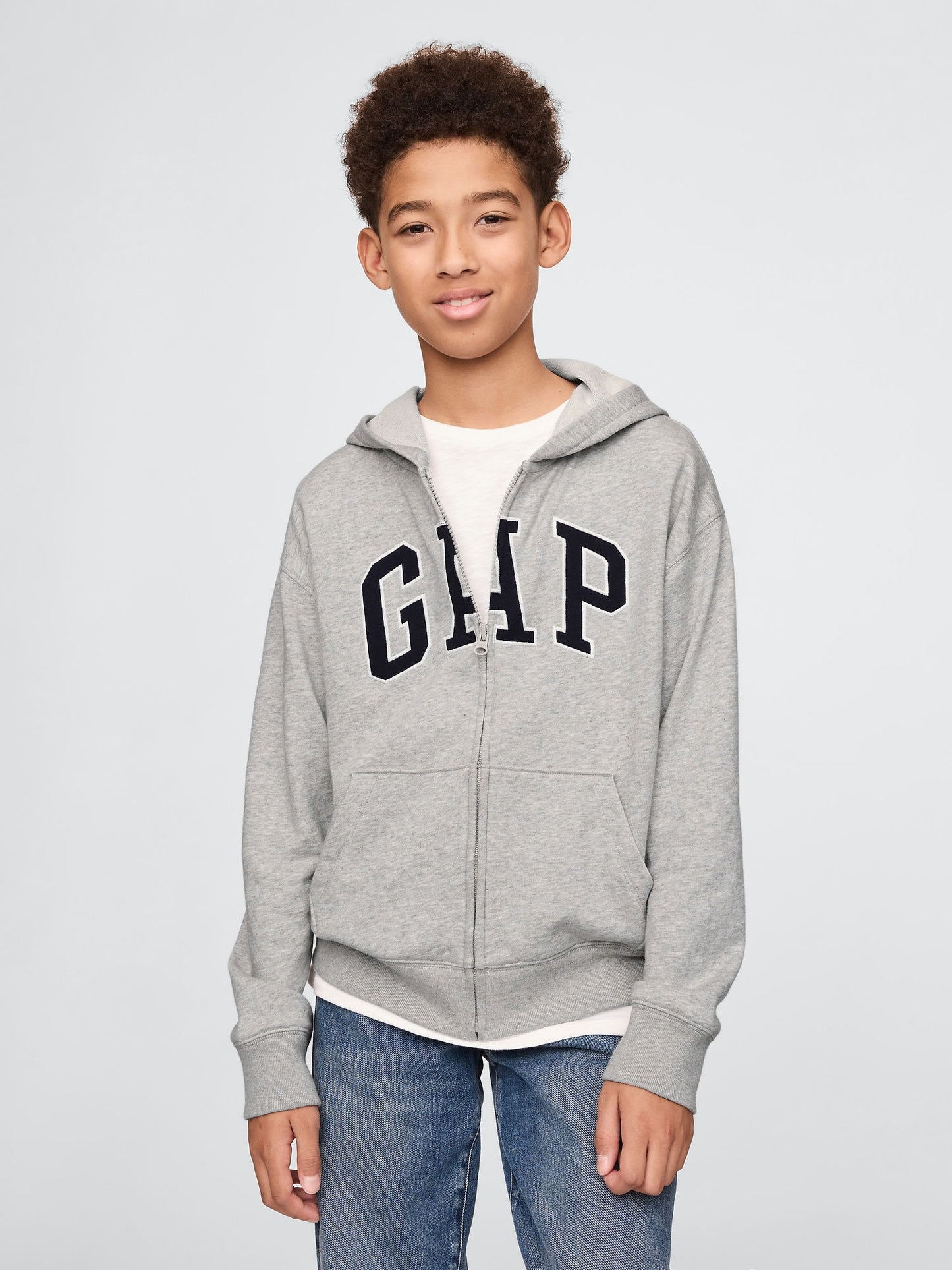 Gri Gap Logo Relaxed Fermuarlı Sweatshirt
