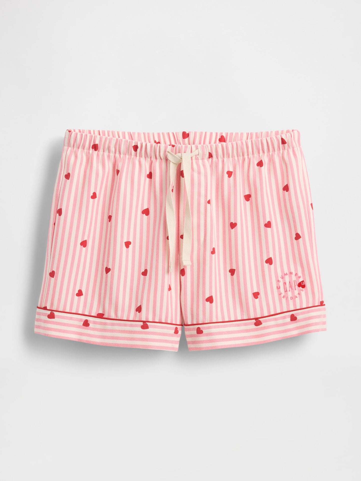 Pembe Gap × Summer Fridays Flannel Hearts Pijama Boxer Şort