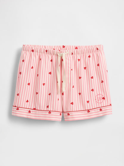 Pembe Gap × Summer Fridays Flannel Hearts Pijama Boxer Şort