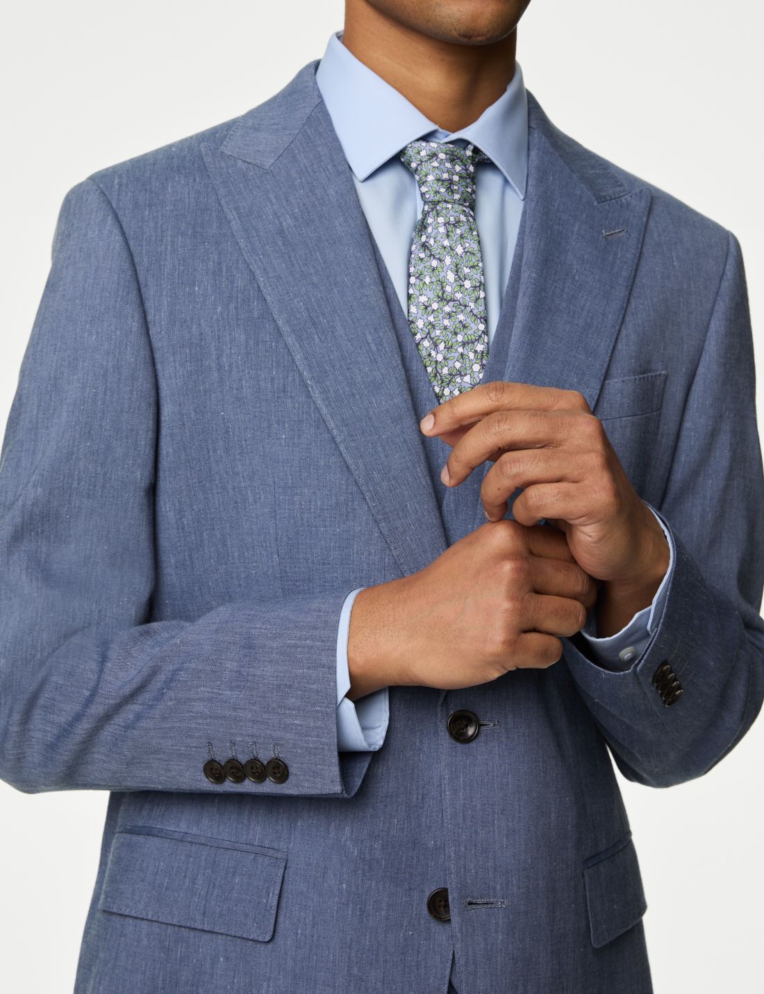 Tailored Fit Klasik Keten Ceket