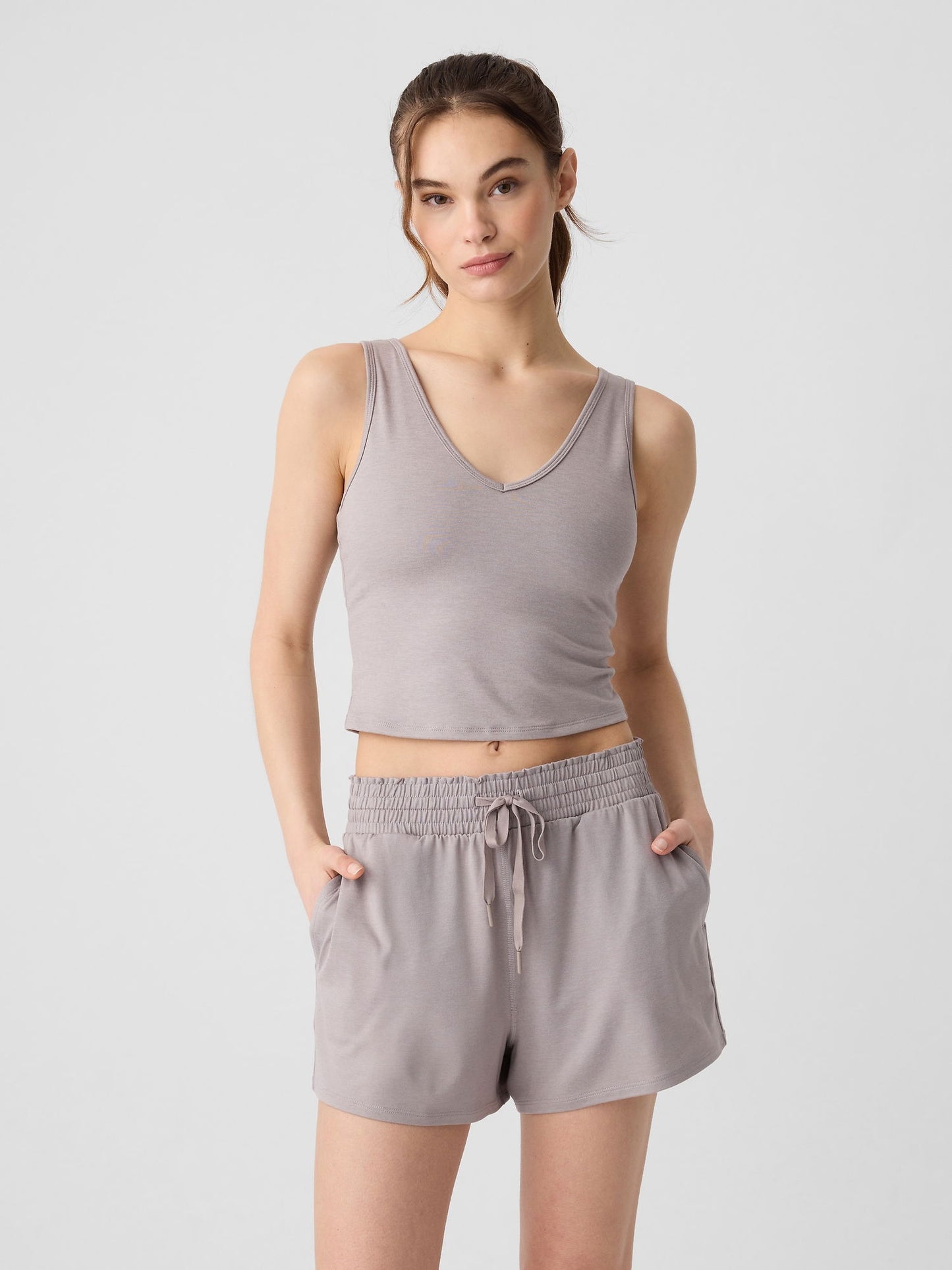 Bej Gapfit Brushed Jersey Sporcu Sütyeni