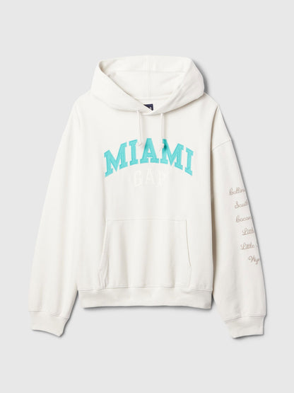 Kırık Beyaz Gap Logo Miami City Grafikli Sweatshirt