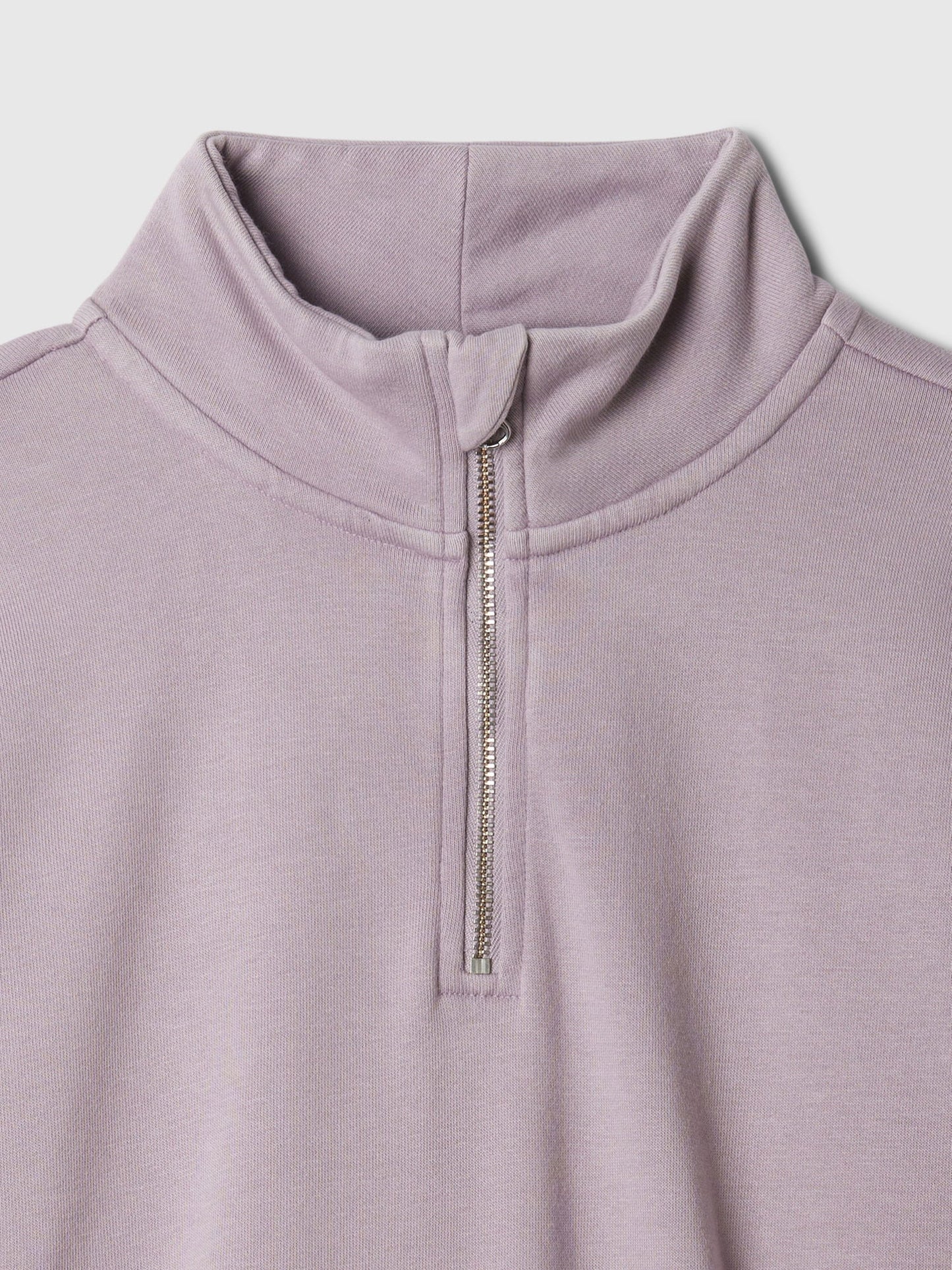 Lila Vintage Soft Yarım Fermuarlı Crop Pullover Sweatshirt