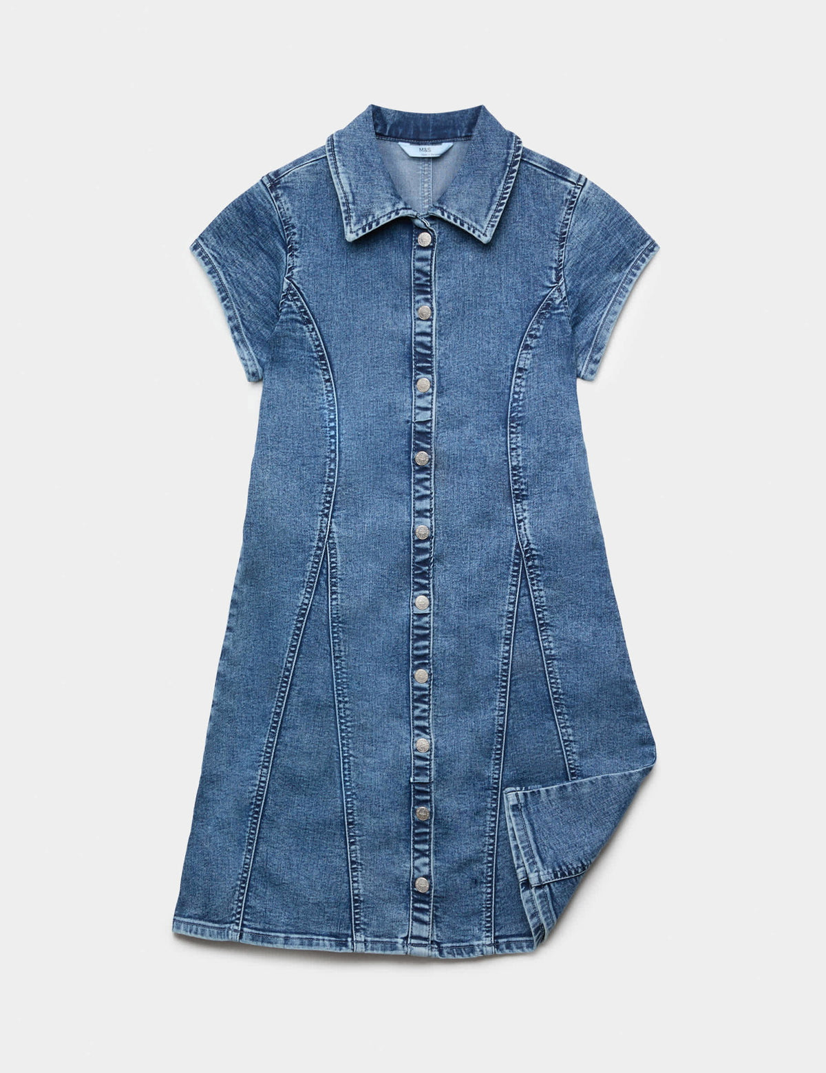 Kısa Kollu Denim Elbise