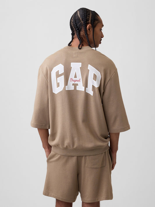 Kahverengi Oversized Gap Logo Fransız Havlu Kumaş T-shirt