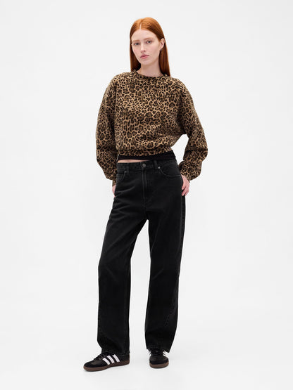 Kahverengi Vintagesoft Bisiklet Yaka Crop Sweatshirt