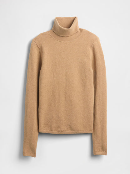 Bej Cashsoft Stretch Turtleneck Kazak