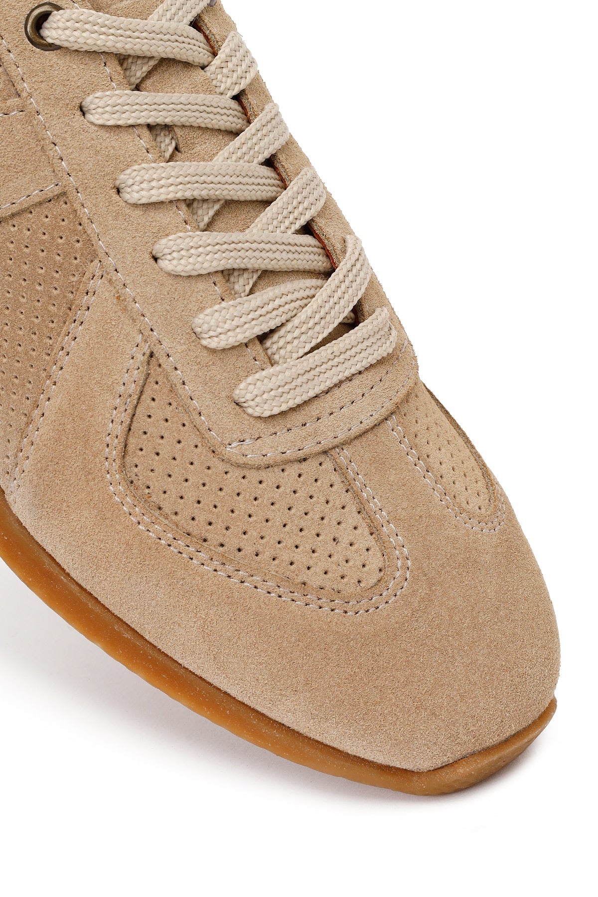 Erkek Bej Bağcıklı Süet Deri Sneaker