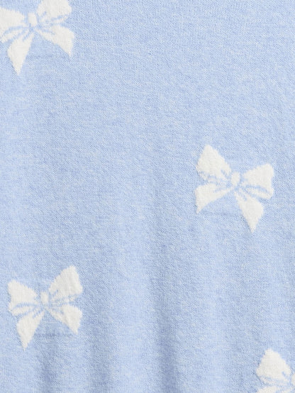Açık Mavi Cashsoft Intarsia Crew Kazak