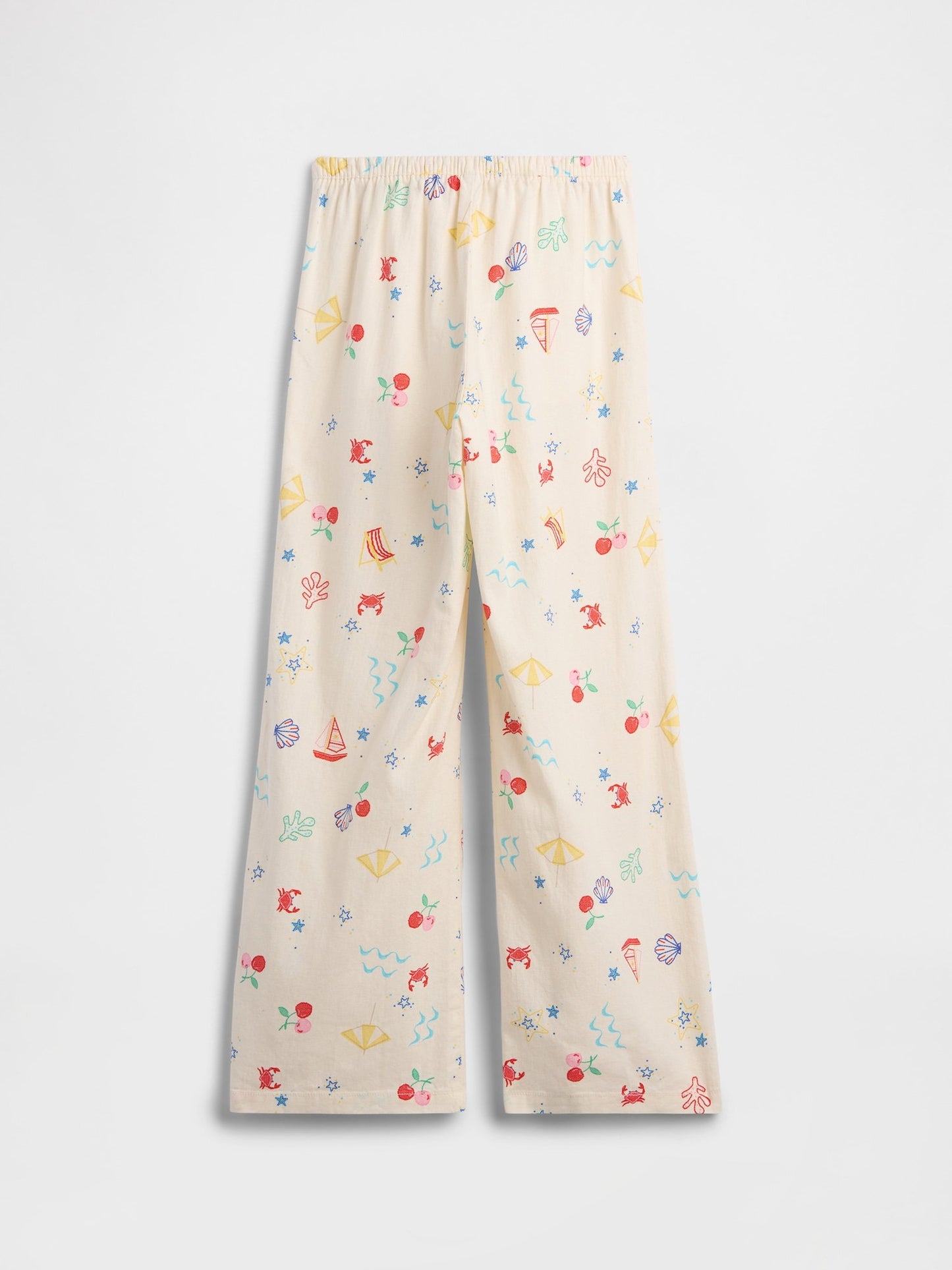 Bej Pull-on Wide-leg Keten Karışımlı Pantolon