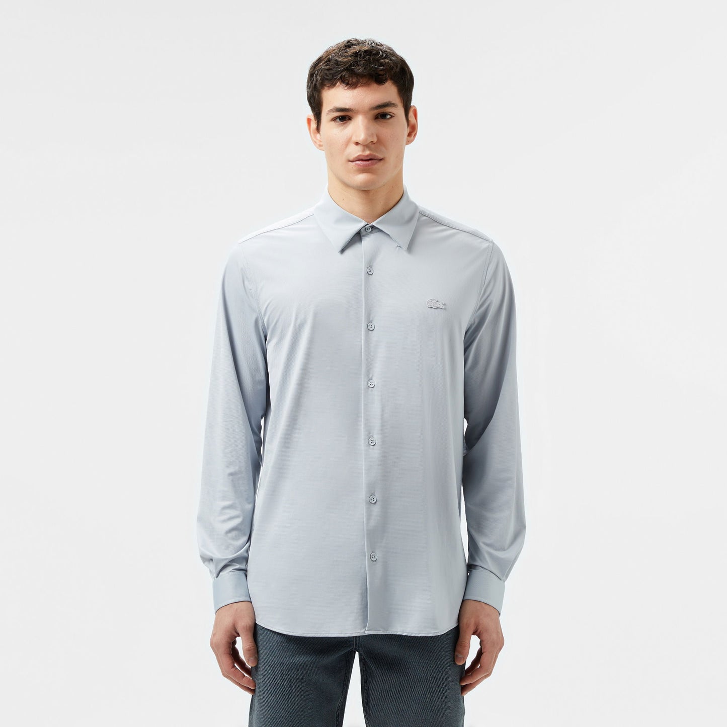 Lacoste Erkek Slim Fit Gri Gömlek