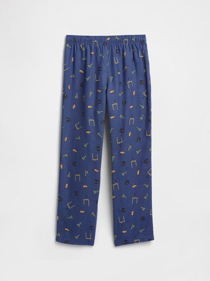 Mavi 100% Geri Dönüştürülmüş Flannel Football Pijama Altı