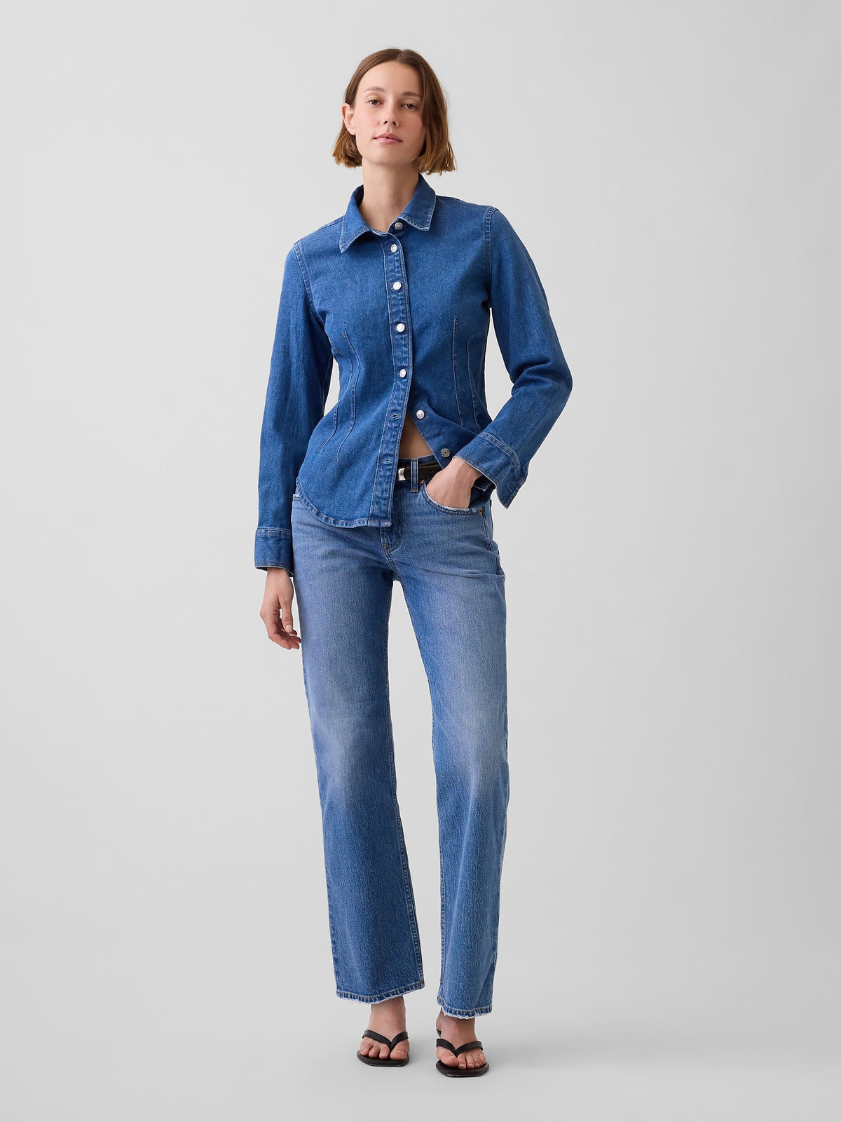 Mavi Mid Rise Relaxed Straight Jean Pantolon