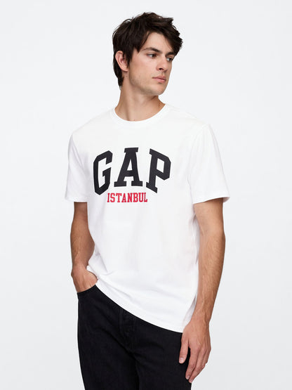 Beyaz Everyday Soft Gap Istanbul Logo T-shirt