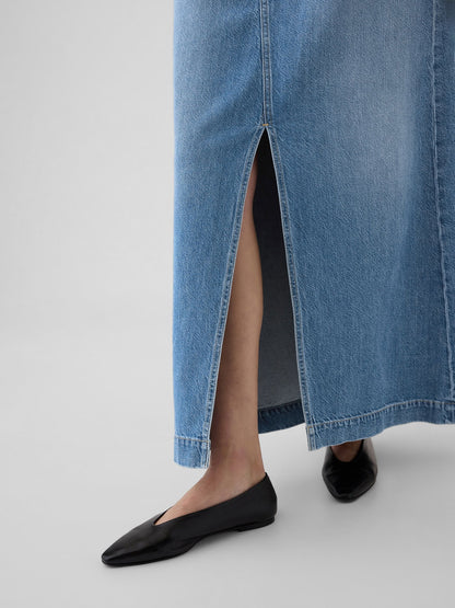 Mavi Ultrasoft Denim Midi Etek