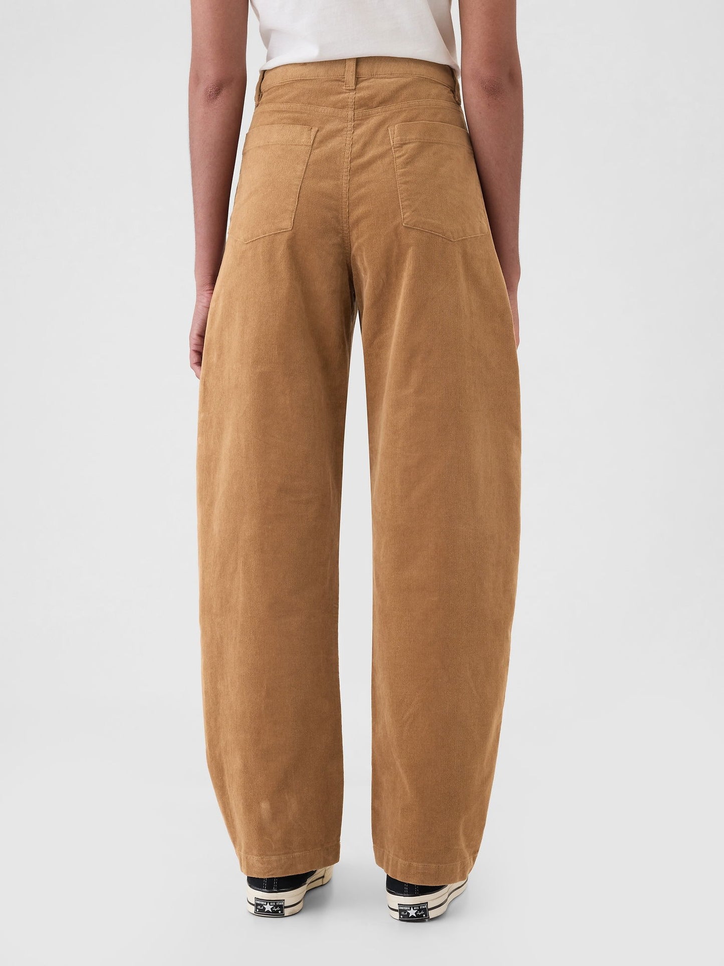 Kahverengi High Rise Kadife Tapered Ankle Pantolon