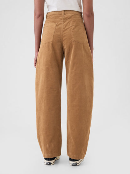Kahverengi High Rise Kadife Tapered Ankle Pantolon