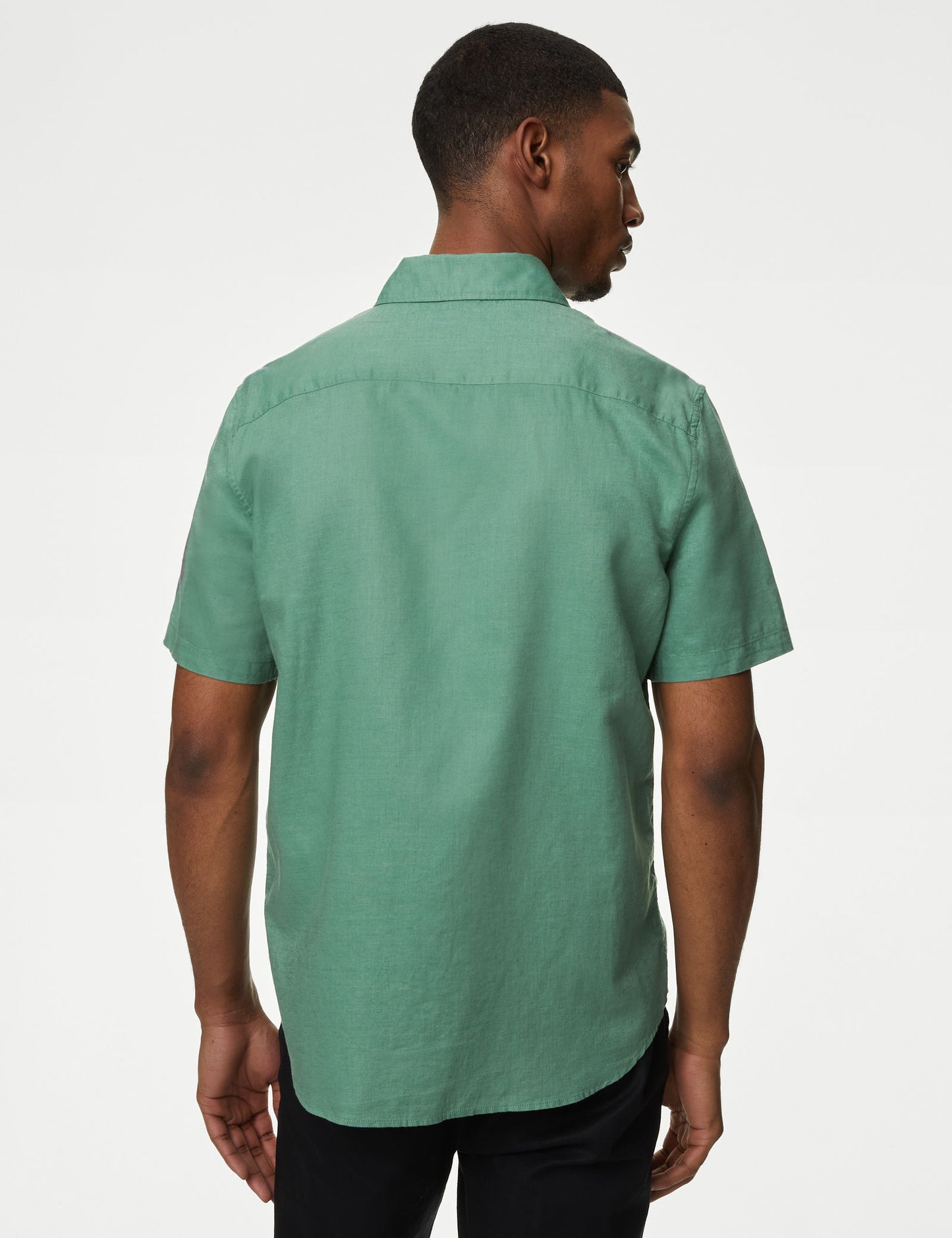 Regular Fit Kısa Kollu Keten Gömlek