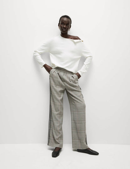Şerit Detaylı Wide Leg Pantolon