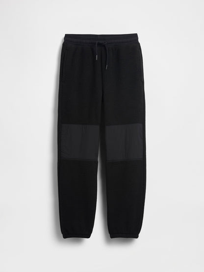 Siyah Relaxed Sherpa Jogger Eşofman Altı