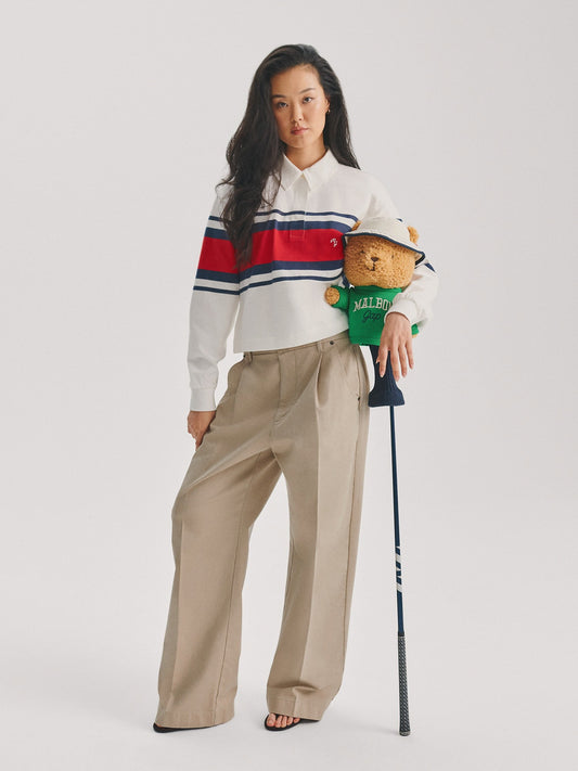 Beyaz Gap × Malbon Oversized Crop Rugby Gömlek