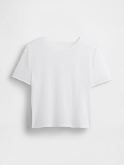 Beyaz Transparan Crop T-shirt