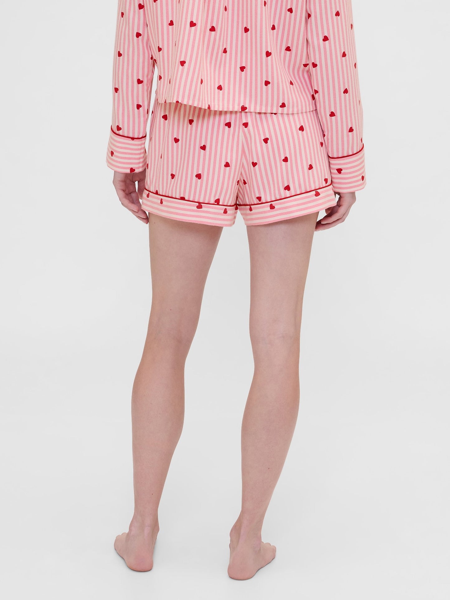 Pembe Gap × Summer Fridays Flannel Hearts Pijama Boxer Şort