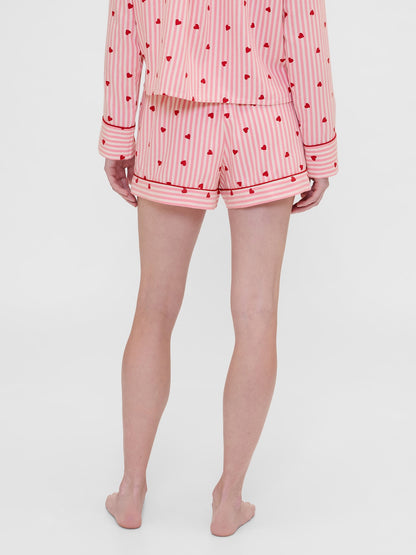 Pembe Gap × Summer Fridays Flannel Hearts Pijama Boxer Şort