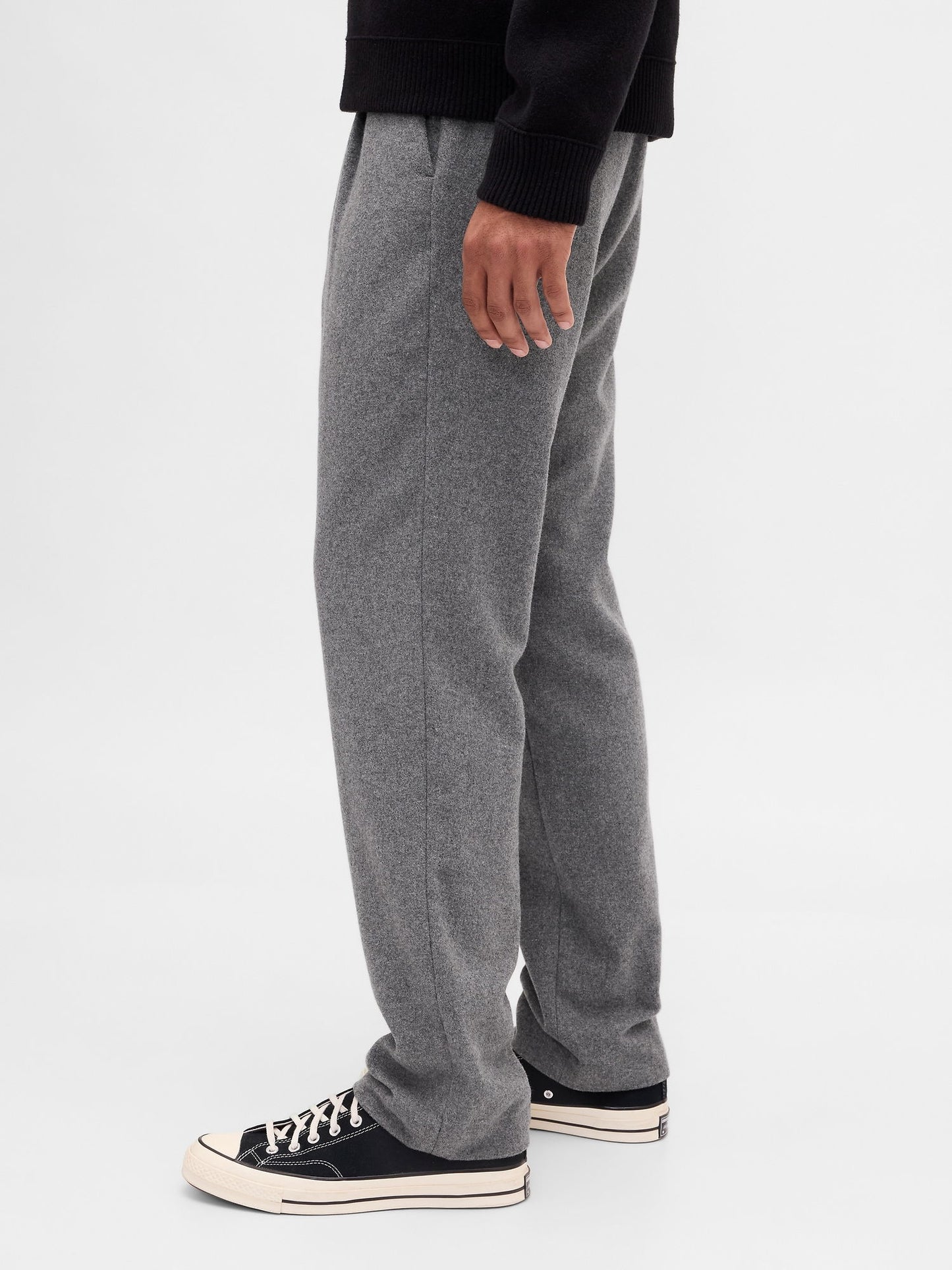 Gri Yün Karışımlı Relaxed Straight Pantolon