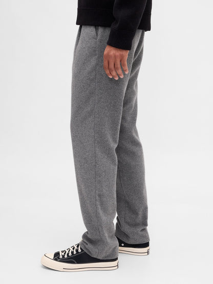 Gri Yün Karışımlı Relaxed Straight Pantolon