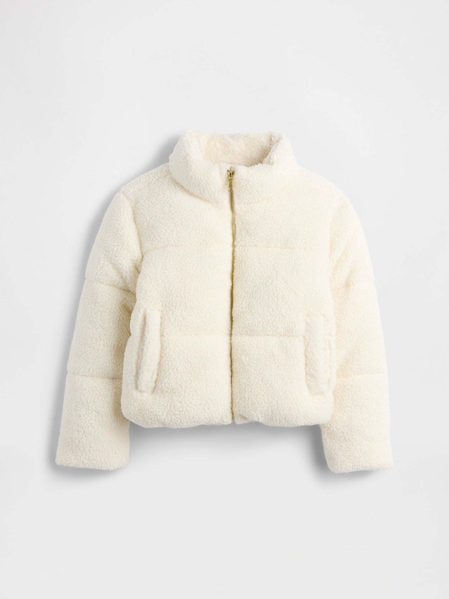 Kırık Beyaz Sherpa Puffer Şişme Mont