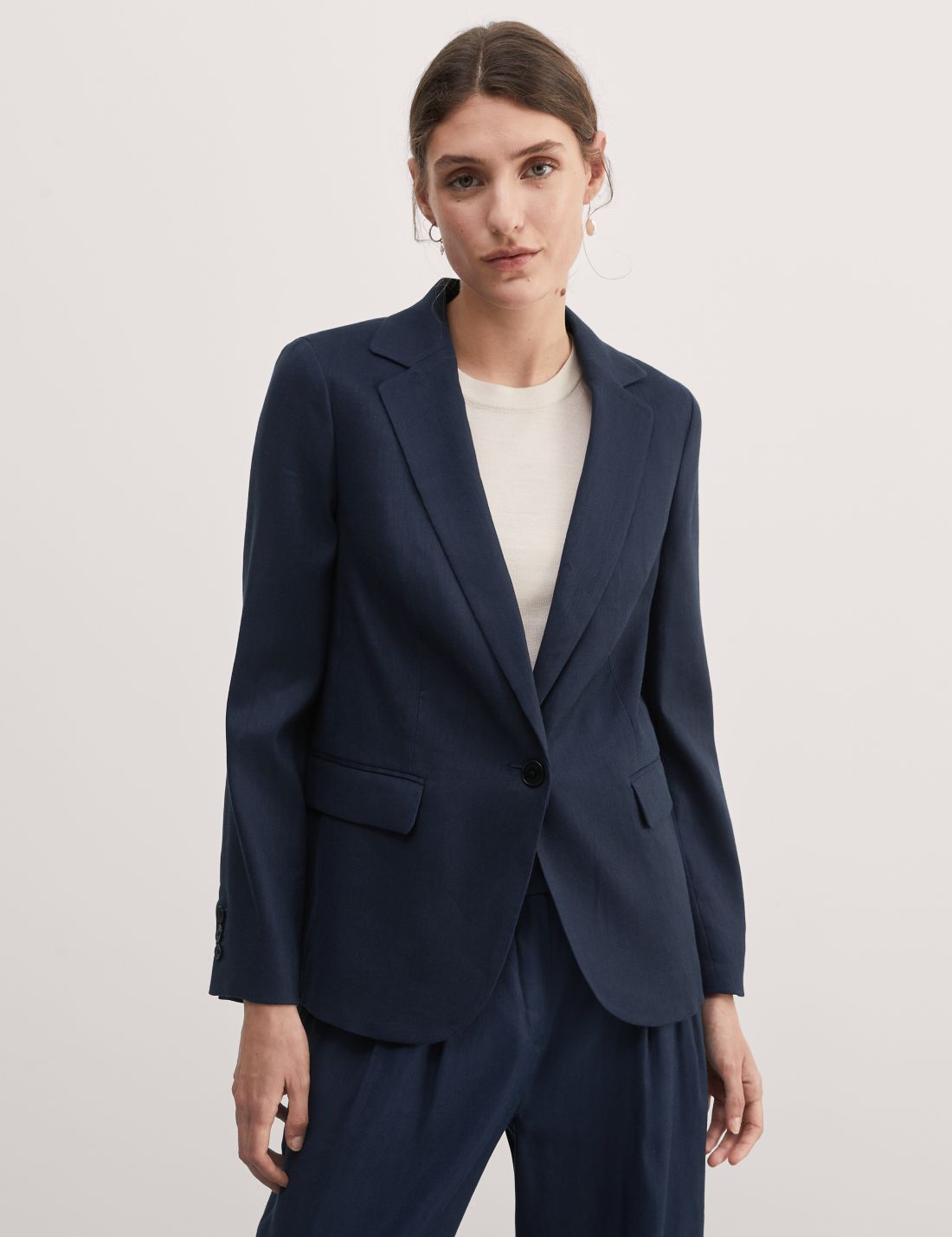 Regular Fit Keten Blazer Ceket